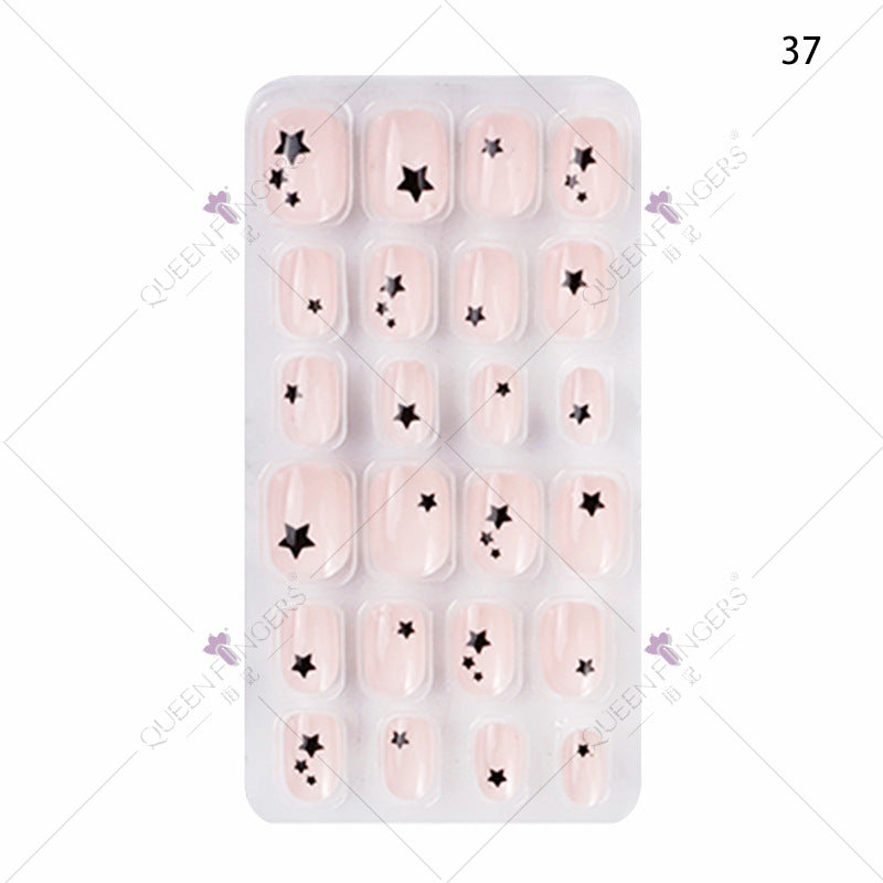 Zhifei nail art 24 pieces bagged wearable wearable nail pieces finished nail art children's nail art finished nail pieces