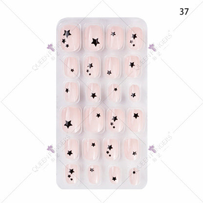 Zhifei nail art 24 pieces bagged wearable wearable nail pieces finished nail art children's nail art finished nail pieces