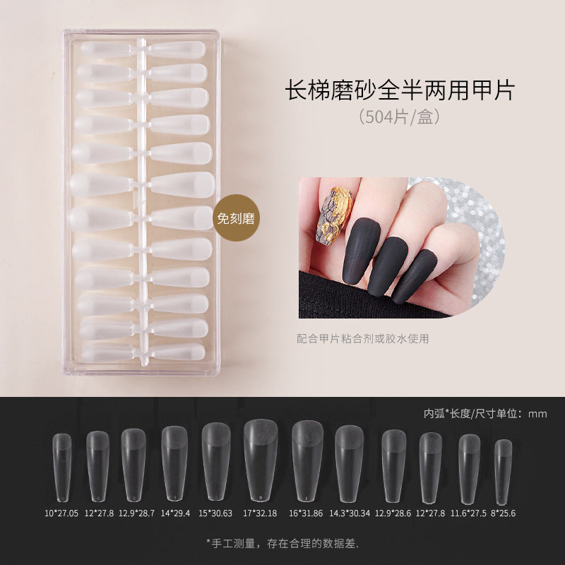 Nail art thin nail pieces without carving and grinding trapezoidal water drop almond frosted full stickers half stickers to extend the nail art shop can be folded without traces