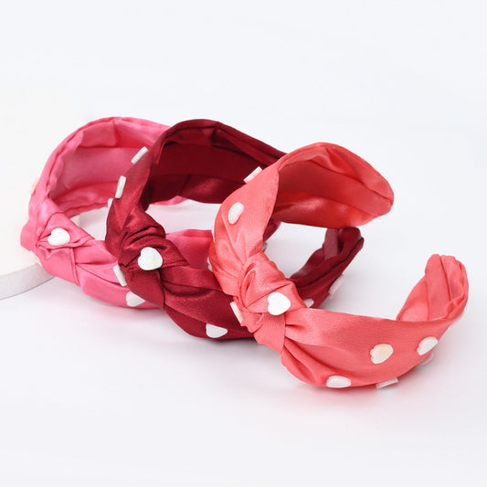 2022 New Love Pink Hairband Women Valentine's Day Knotted Headband Cute Girl Temperament Headband Hairband Women