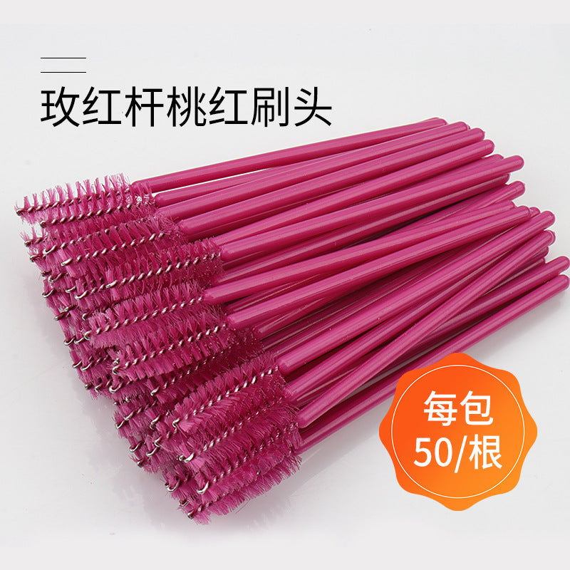 Disposable portable nylon eyelash brush eyelash curling comb powder rod rose red rod makeup brush eyebrow comb