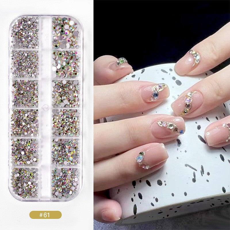 Nail accessories rhinestones flat bottom diamonds hollow rivet nail stickers diamond sequins colored diamonds flat bottom pearl shell pieces Japanese style