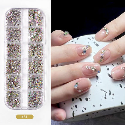 Nail accessories rhinestones flat bottom diamonds hollow rivet nail stickers diamond sequins colored diamonds flat bottom pearl shell pieces Japanese style