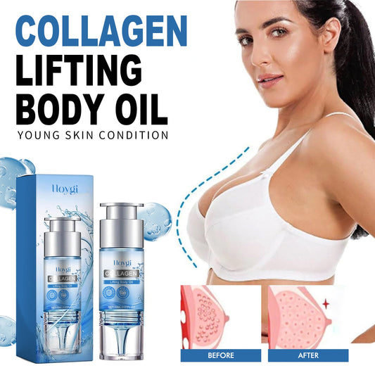 Hoygi Collagen Body Care Oil ជួសជុលការយារធ្លាក់ យារធ្លាក់ ជ្រួញ ក ធ្វើអោយតឹង រលោង និងទន់។ 