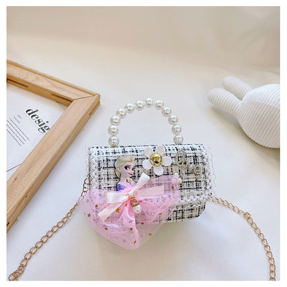 New style children's small square bag fashionable princess handbag Korean version girl chain messenger bag children's shoulder bag wholesale 