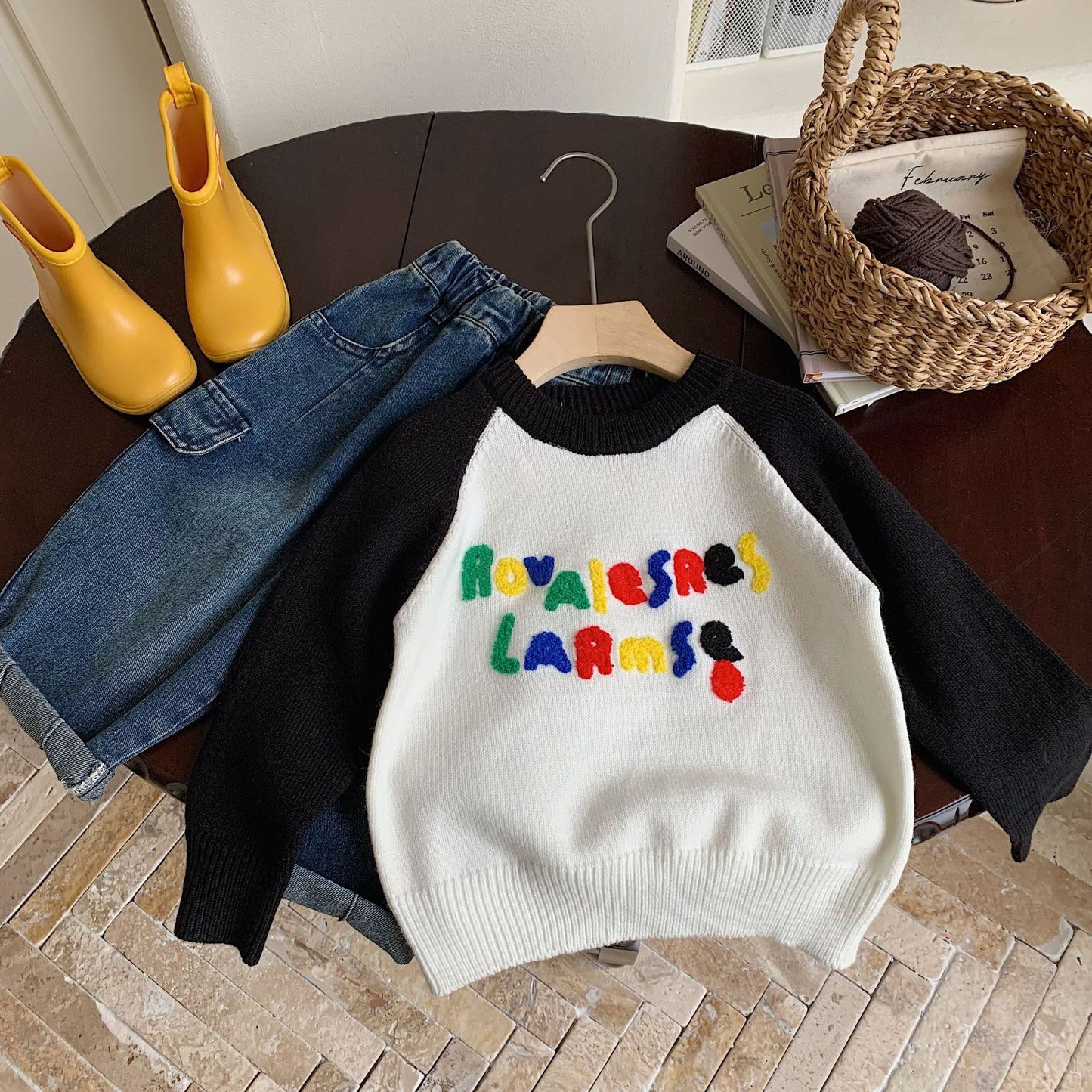 Children's sweater Bangcheng 2024 spring new color letter children's clothing boys and girls casual all-match tops MY0027