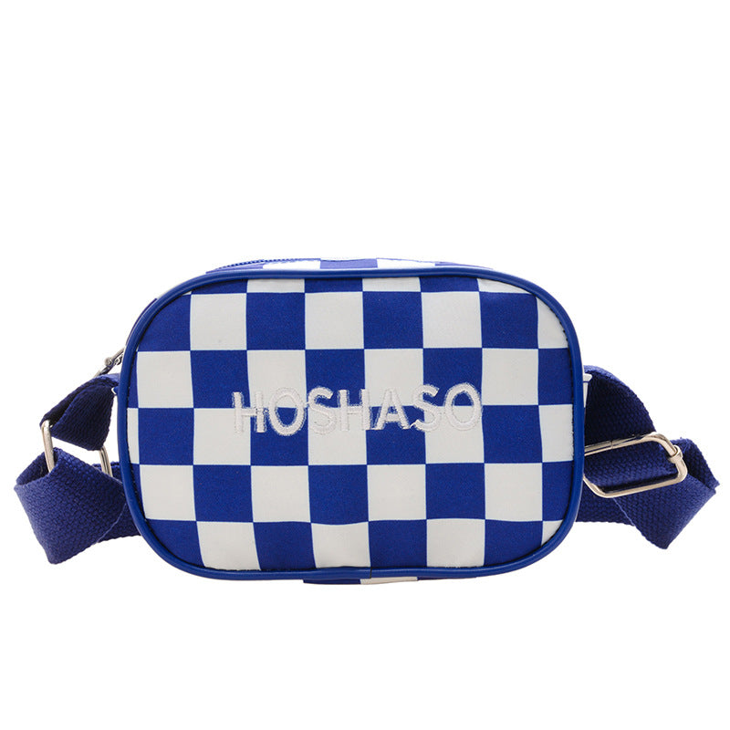 Children's shoulder bag Korean version children's trendy and fashionable checkerboard messenger bag boys and girls baby checkerboard lightweight shoulder bag