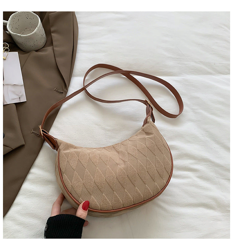 Simple popular commuting retro diamond lattice dumpling bag female 2024 autumn new casual fashion leisure crossbody small bag 