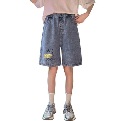 Children's summer denim shorts denim shorts hot pants cotton medium and large children's large version elementary school girls sports shorts