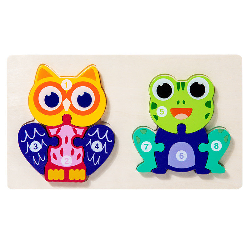 Cross-border children's wooden early education food chain animal color matching cognitive 3d three-dimensional jigsaw puzzle educational toys