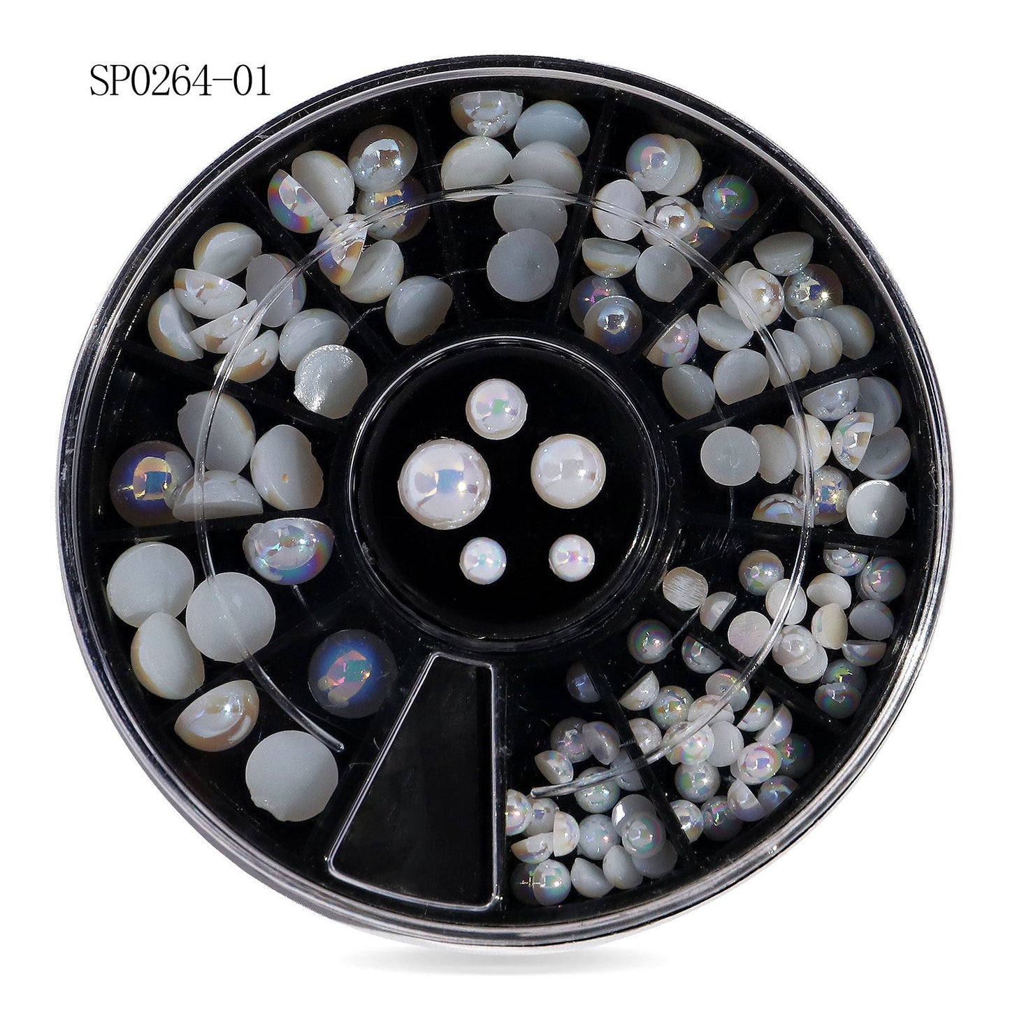 Cross-border nail art accessories nail flat bottom fantasy alloy diamond special-shaped white AB rhinestone accessories 12 grid turntable wholesale