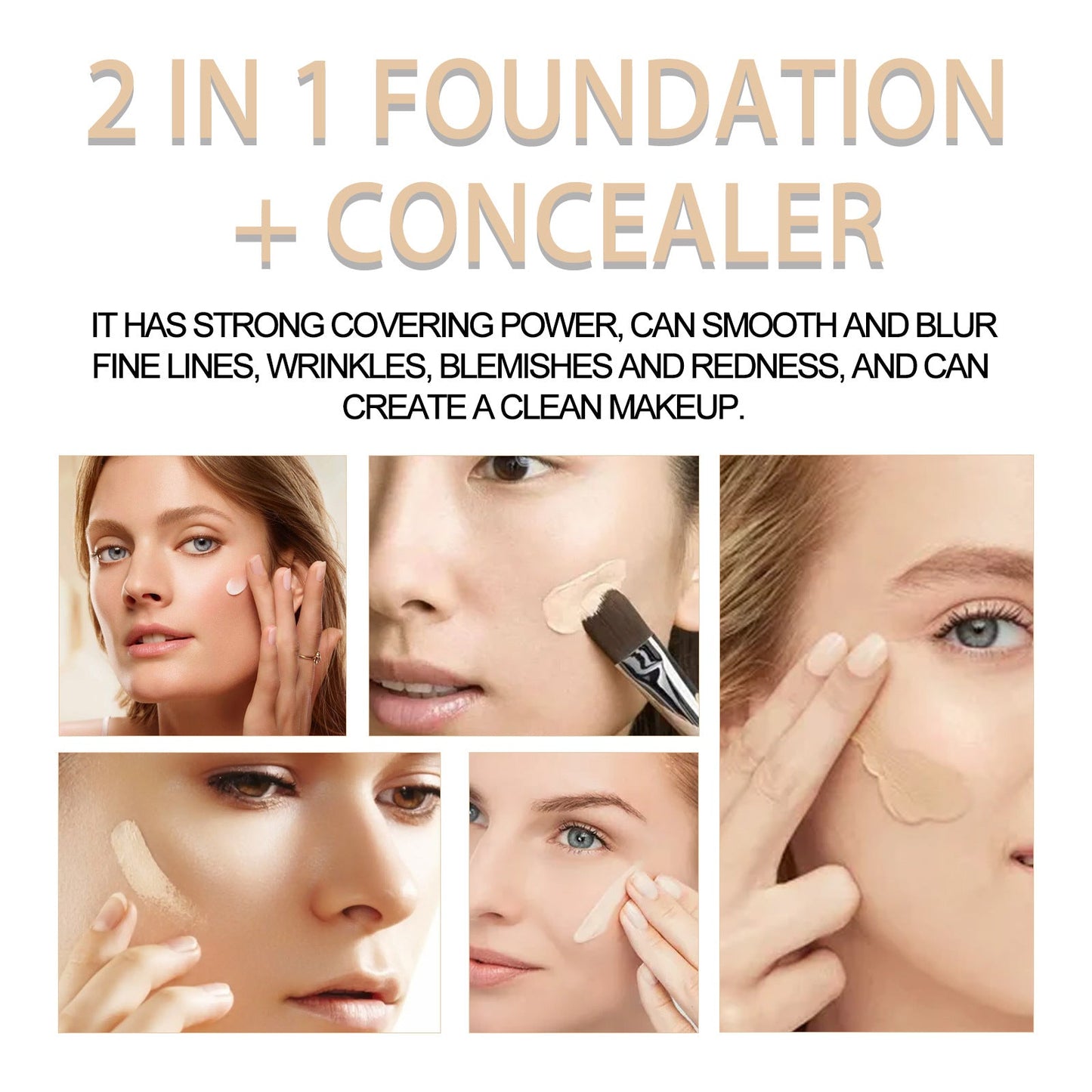 EELHOE double-end concealer, ជាប់បានយូរ, មានសំណើម, ភ្លឺដោយធម្មជាតិ, បិទបាំងស្នាមនិងស្នាមមុន, ផ្តល់សំណើមដល់ការ concealer ចុងពីរ 