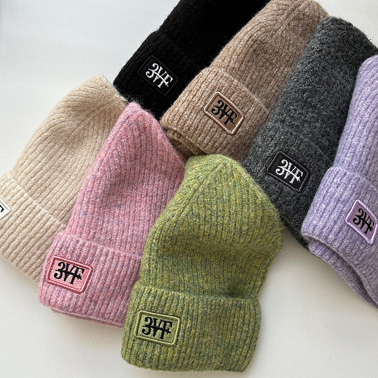 Amo Baby Children's 2023 Autumn New Warm Wool Hat Baby Fashion Embroidered Letter Knitted Hat Trend