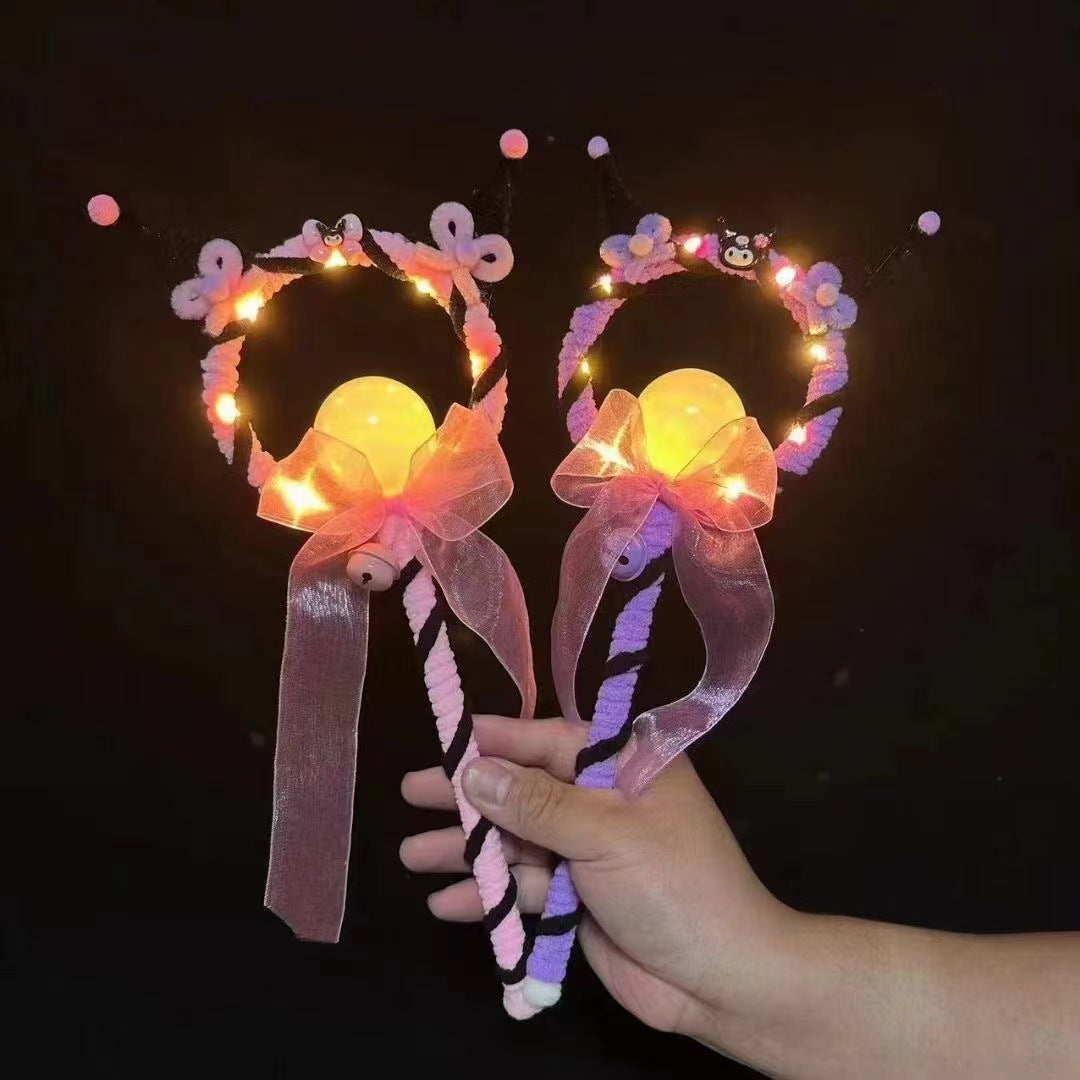 New cross-border wholesale children's magic fairy wand twist stick handmade flashing luminous cartoon magic wand toy