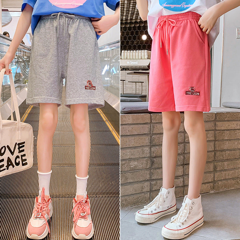 Children's summer shorts cotton shorts boys and girls hot pants loose elastic hypertrophy sweat-absorbent high waist cowhide tide