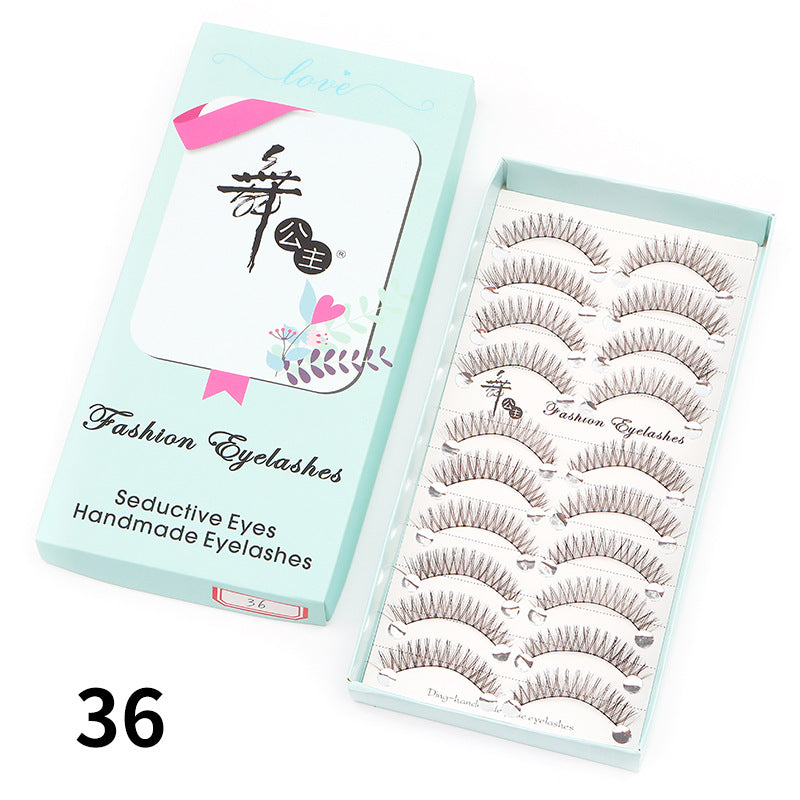 Dancing Princess False Eyelashes Factory Cross-border Supply Sharpened Eyelashes Women 10 Pairs Natural Style One-piece Eyelashes