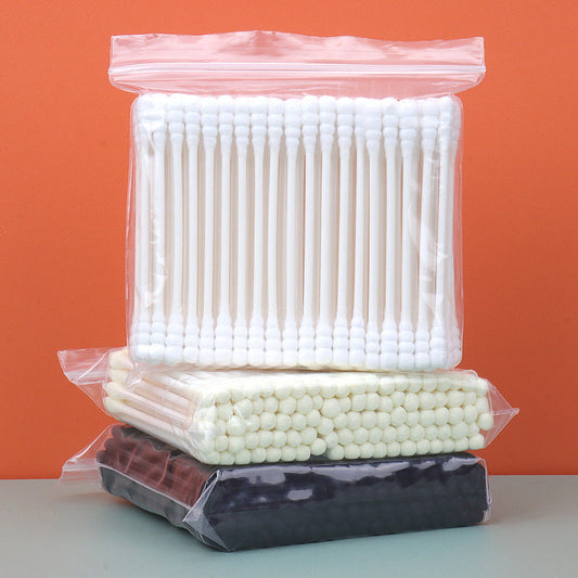 Wholesale beauty makeup auxiliary tools double-headed color disposable paper shaft cotton swabs multi-purpose bag 100/bag