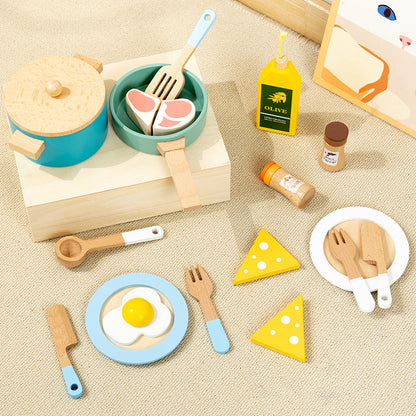 Cross-border children's educational kindergarten wooden mini simulation kitchen set girl cooking cooking house toys