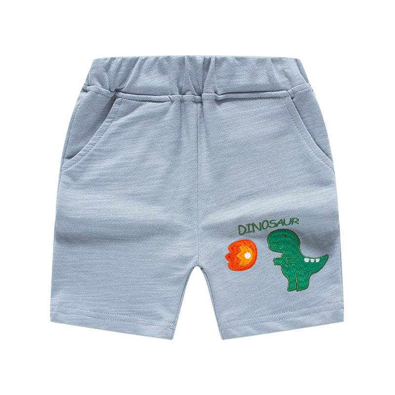 New Korean style summer children's shorts cartoon dinosaur embroidered pants boys' shorts one piece children's clothing wholesale