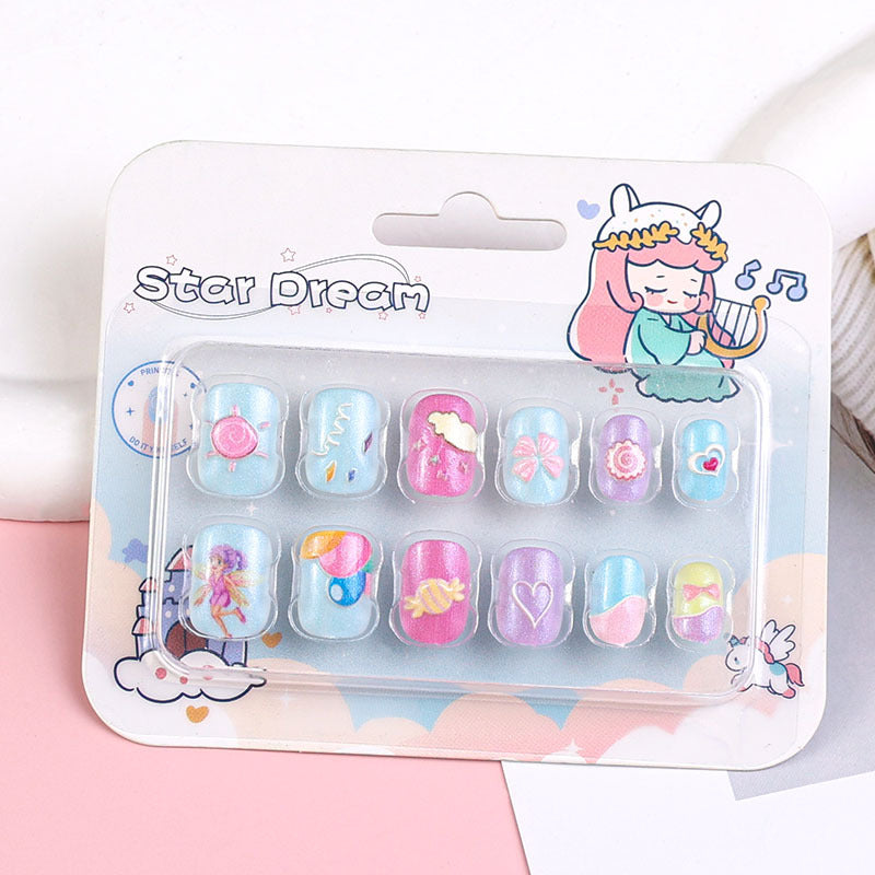 Children's cartoon nail stickers baby toy nail pieces finger wear nails new cute princess self-adhesive nail stickers