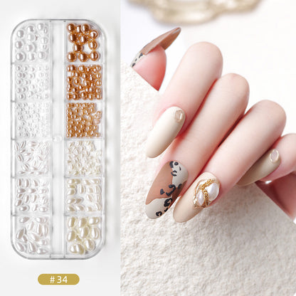 Nail accessories rhinestones flat bottom diamonds hollow rivet nail stickers diamond sequins colored diamonds flat bottom pearl shell pieces Japanese style