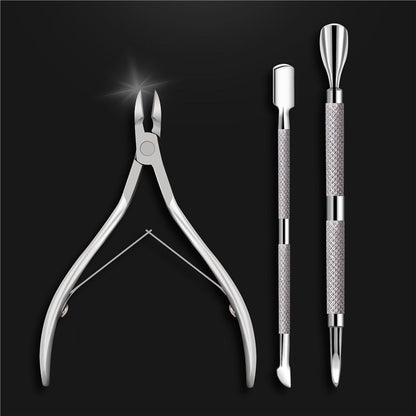 Cross-border stainless steel nail clippers manicure double fork white card dead skin scissors manicure care dead skin tool set wholesale