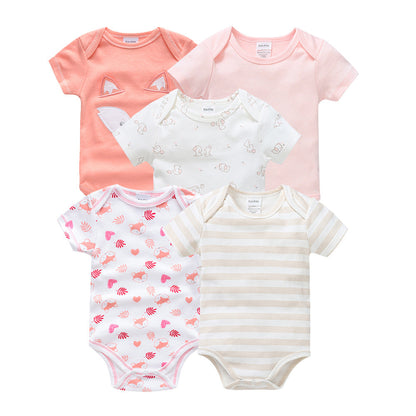 2024 new cotton newborn clothes 5-piece set baby clothes short-sleeved summer foreign trade children's clothing baby jumpsuit wholesale 