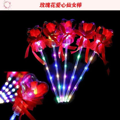 Glitter Rose Flower Ball Douyin Fairy Stick ប្រដាប់ប្រដាក្មេងលេងភ្លឺចាំងថ្ងៃបុណ្យនៃក្តីស្រលាញ់ បាល់ផ្កាយ