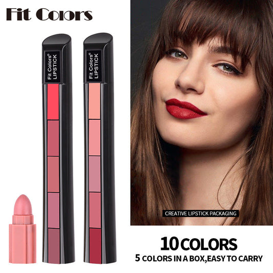 5-section lipstick Fit Colors matte 5-color lipstick combination matte velvet complexion lip gloss cross-border foreign trade version