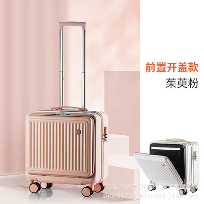 Small trolley case for boarding trolley case for women 18 inch lightweight multifunctional front opening suitcase for men 