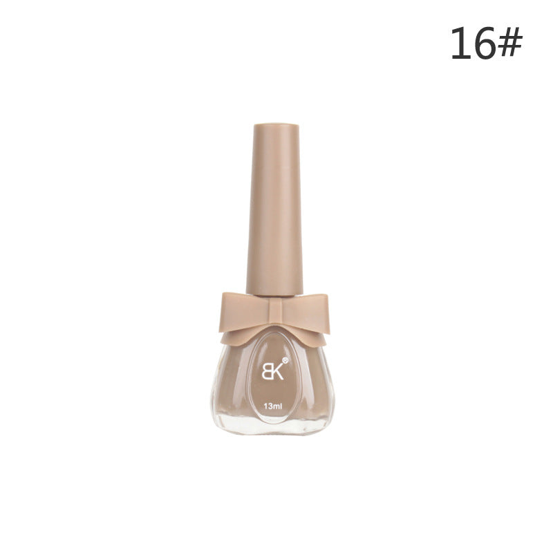 BK new bow seven-day water-based nail polish pure color free baking summer net red white macaron 13ml 