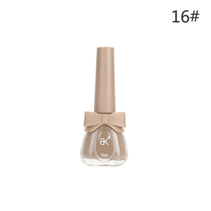 BK new bow seven-day water-based nail polish pure color free baking summer net red white macaron 13ml 