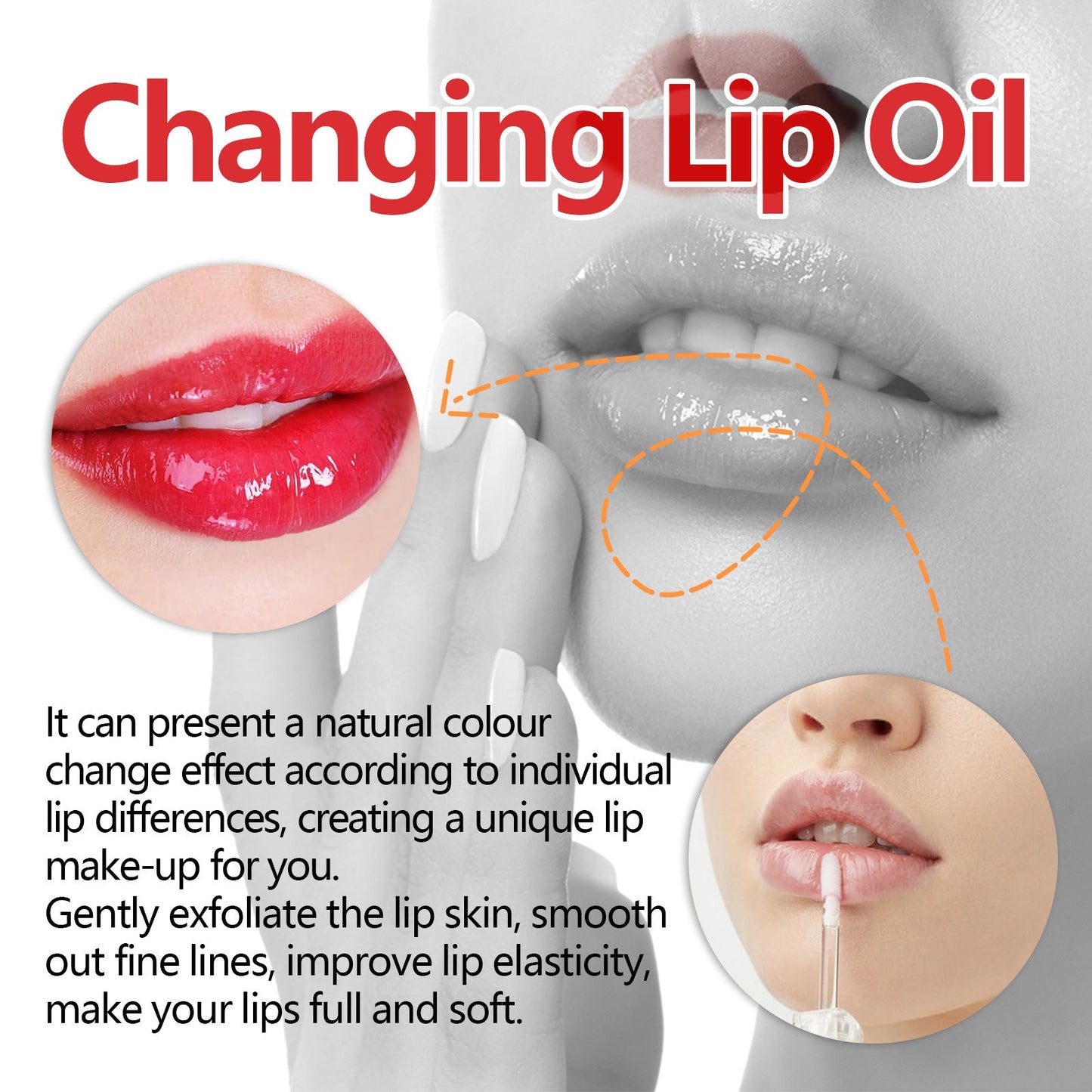 EELHOE Color Changeing Lip Oil ផ្តល់សំណើម និងផ្តល់សំណើមដល់បបូរមាត់ ការពារការប្រេះ និងរបក មិនស្អិត មិនប្រតាក ផ្តល់សំណើម ថែរក្សា និងផ្តល់សំណើម 