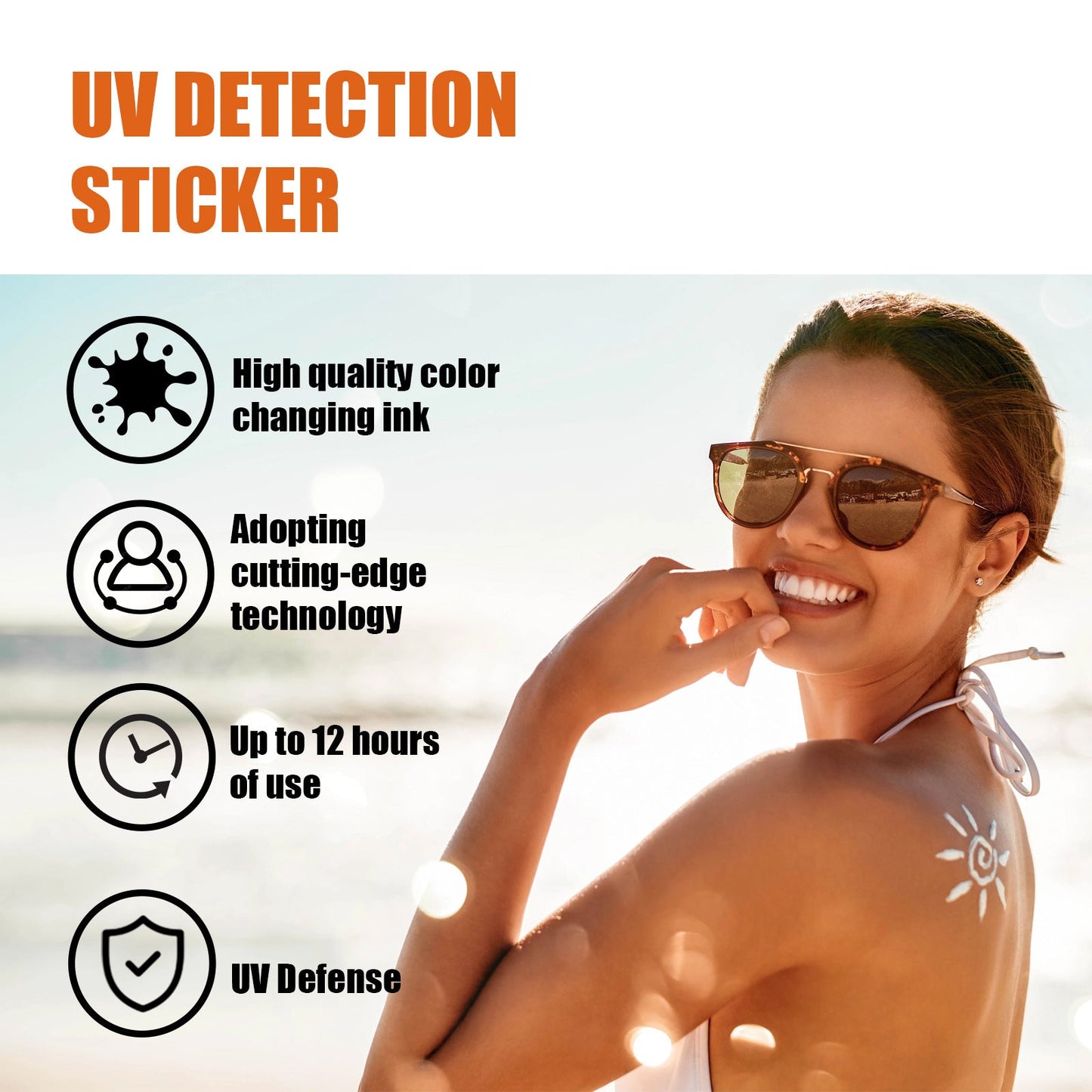 EELHOE UV detection stickers for outdoor summer sun protection against sun exposure, facial skin isolation UV protection stickers 