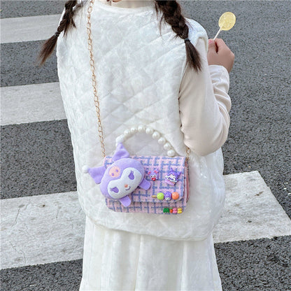 New exquisite children's bag fashionable girl chain shoulder crossbody bag trendy princess style handbag small square bag 