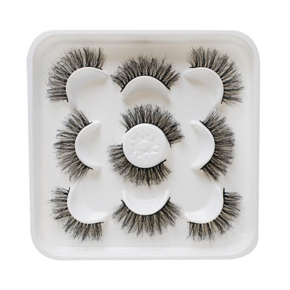 Dingsen false eyelashes factory cross-border stable supply fried hair series a total of 5 pairs of natural thick large curvature