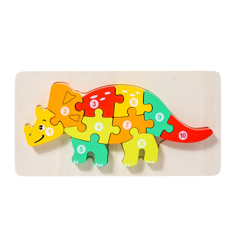 Wooden early education cognitive children's educational toys building blocks animal transportation shape matching 3d three-dimensional puzzle wholesale