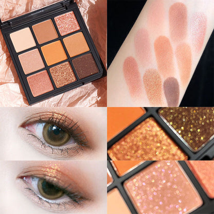 DIKALU Milk Tea Nine-color Eyeshadow Nine-grid Eyeshadow 9-color Transparent Acrylic Plate Bead Matte Nude Color Cross-border