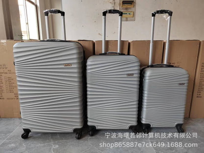 Cross-border abs three-piece suitcase for boarding, gift travel, universal wheel trolley case, spot password box, waterproof 