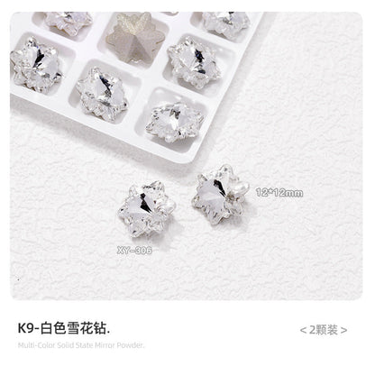 Nail art diamond jewelry wholesale K9 white moonlight blue high quality shiny multi-faceted pointed bottom love fat square axe diamond