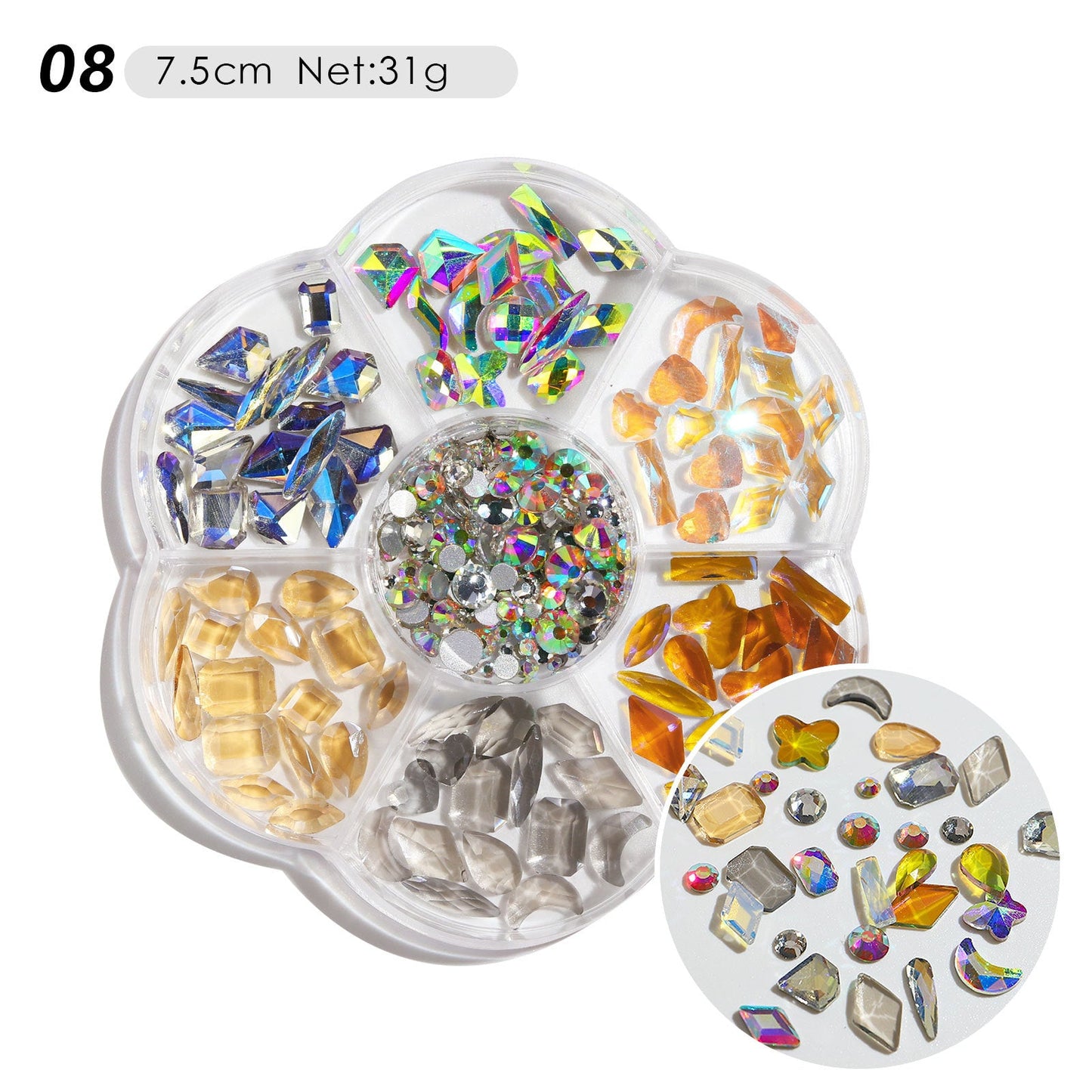 Nail accessories flower bow aurora patch bear rhinestone pearl mixed nail decoration diamond sequins wholesale