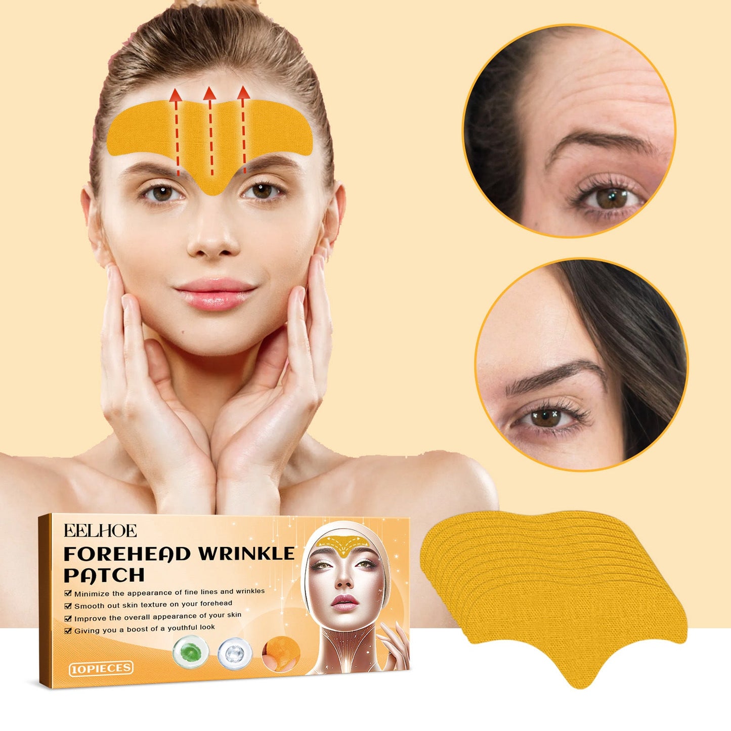 EELHOE Forehead Firming Patch កាត់បន្ថយស្នាមជ្រួញលើថ្ងាស ធ្វើឱ្យស្បែកតឹងណែន កាត់បន្ថយស្នាមជ្រួញថ្ងាស 