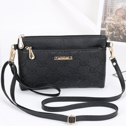 Women's bag new style shoulder bag soft leather mobile phone bag fashion messenger bag women simple handbag Korean style women's small square bag 