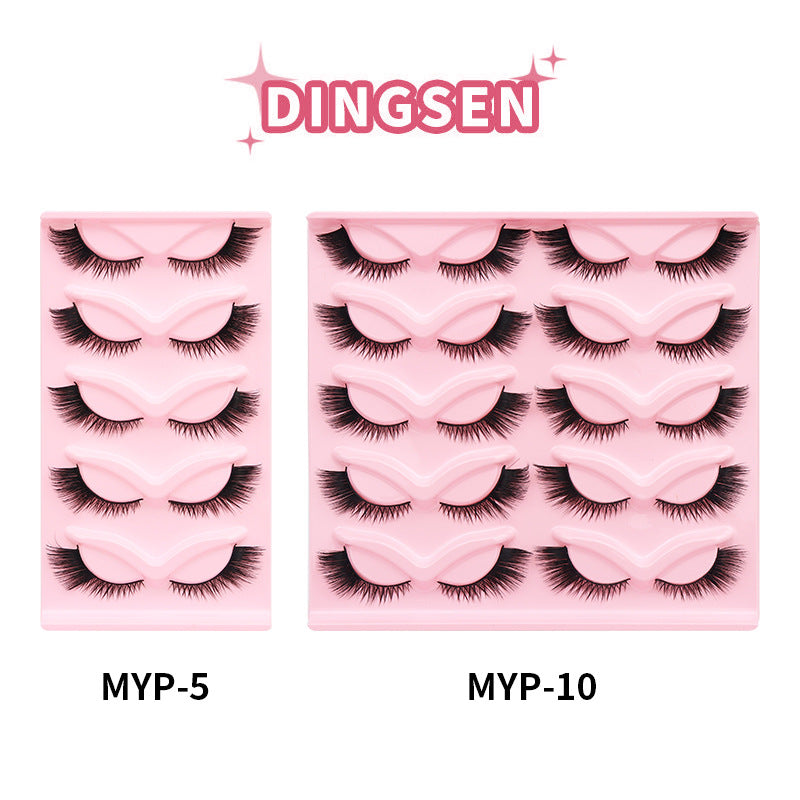 DINGSEN假睫毛跨境稳定货源浓密猫眼斜飞眼睫毛欧美款5对10对睫毛