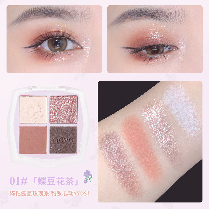 NOVO Begonia Zuiri Four Color Eyeshadow Palette Pearlescent Matte Pure Desire Style No Makeup Milk Tea Earth Color 