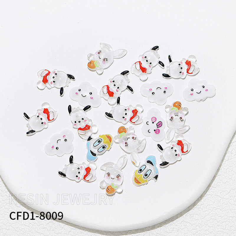 2024 new cross-border soft clay cartoon nail accessories resin mixed patch Japanese style hot sale