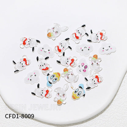 2024 new cross-border soft clay cartoon nail accessories resin mixed patch Japanese style hot sale