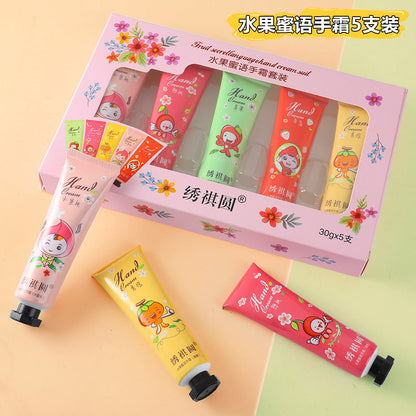 Xiting Sweet Fragrance Hand Cream Set ឈុតសរទរដូវ និងរដូវរងា ផ្តល់សំណើម និងផ្តល់សំណើម ប្រឆាំងនឹងការប្រេះស្ងួត ប្រអប់កាដូលក់ដុំ 