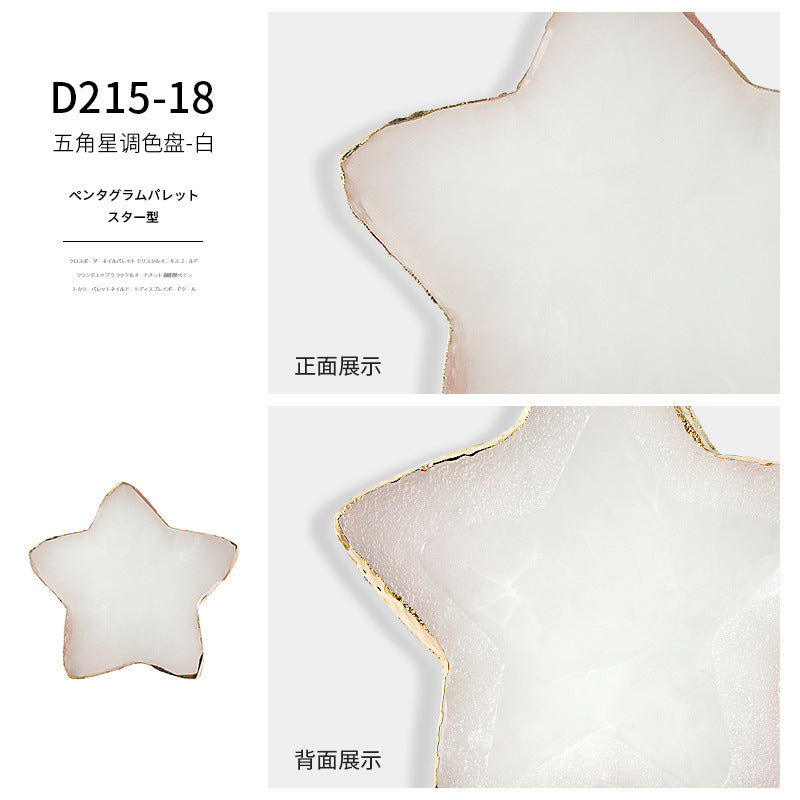 Cross-border hot-selling nail art agate palette gold-rimmed resin crystal agate painted palette nail piece display tool