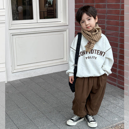 Amo Beibei children's winter warm trousers for boys and girls 2023 new one-piece Austrian velvet splicing leggings trendy